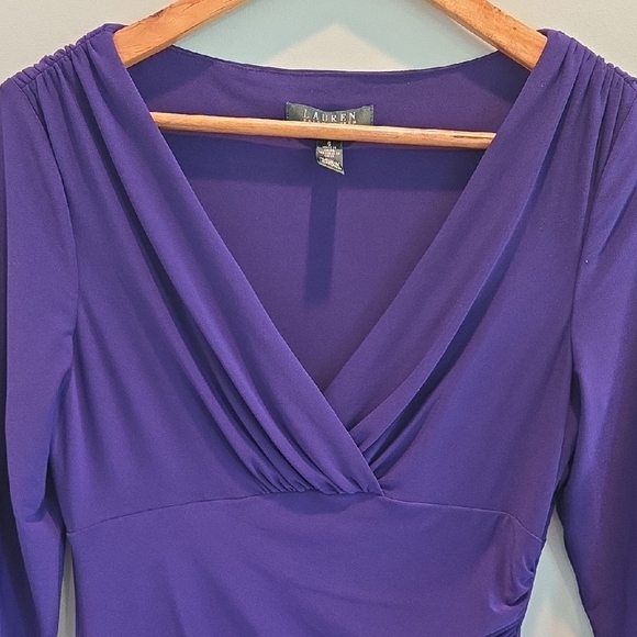 Lauren By Ralph Lauren Form-Fitting Purple Dress Knee-Length Women's Size 6 - Picture 5 of 13